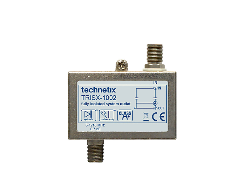 Isolator dubbel galvanische isolatie, F-female 5-1218 MHz (TRISX-1002)